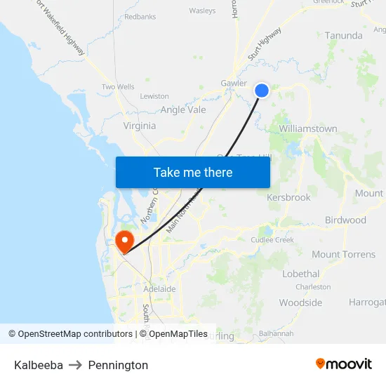 Kalbeeba to Pennington map