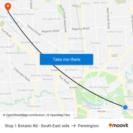 Stop 1 Botanic Rd - South East side to Pennington map