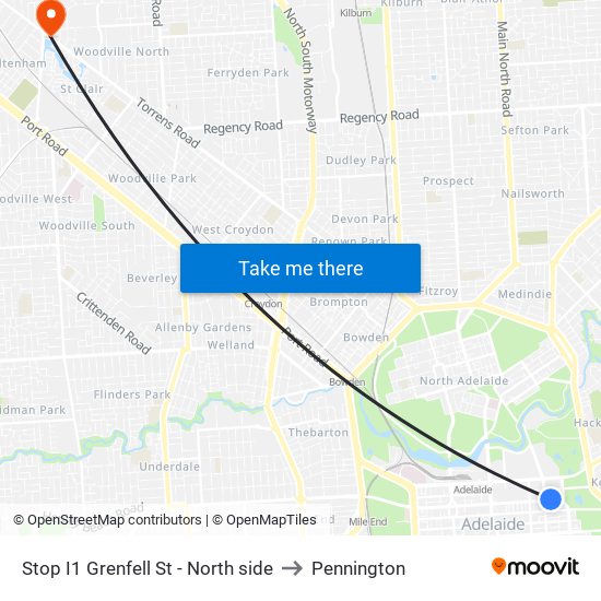 Stop I1 Grenfell St - North side to Pennington map