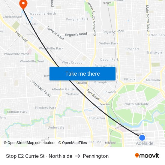 Stop E2 Currie St - North side to Pennington map