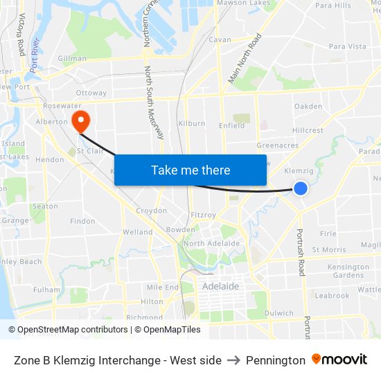 Zone B Klemzig Interchange - West side to Pennington map