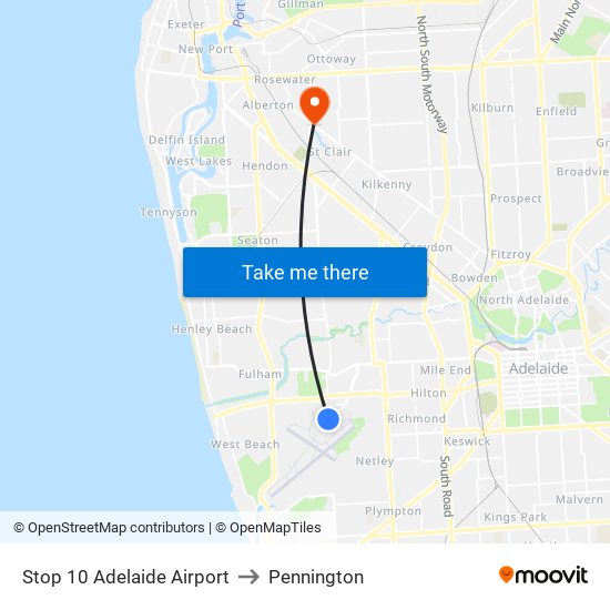 Stop 10 Adelaide Airport to Pennington map