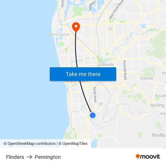 Flinders to Pennington map