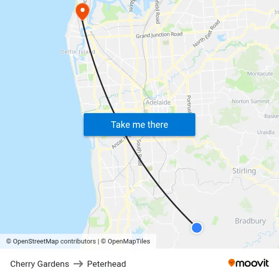 Cherry Gardens to Peterhead map