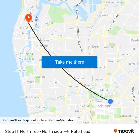 Stop I1 North Tce - North side to Peterhead map