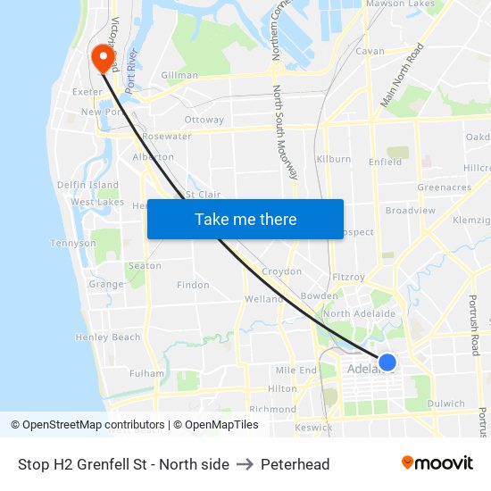 Stop H2 Grenfell St - North side to Peterhead map