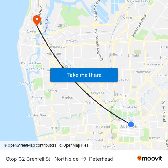 Stop G2 Grenfell St - North side to Peterhead map