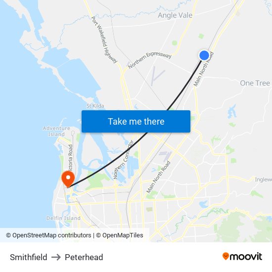 Smithfield to Peterhead map