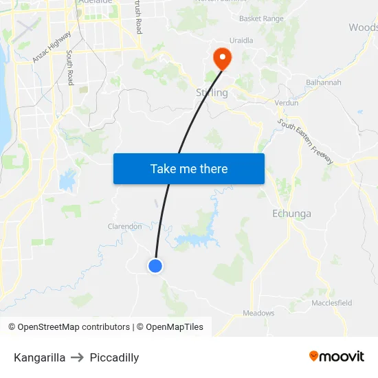 Kangarilla to Piccadilly map