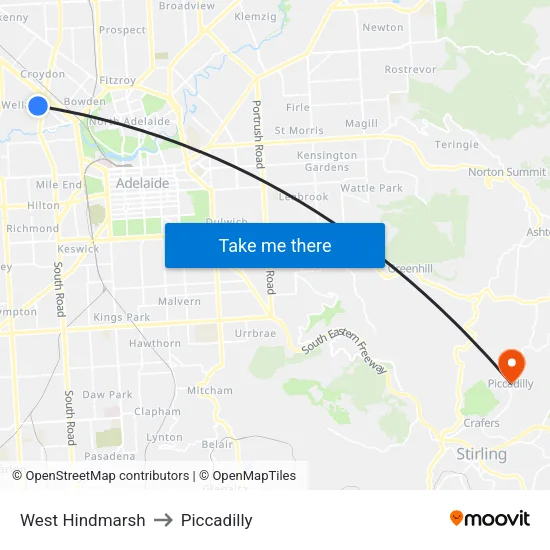 West Hindmarsh to Piccadilly map