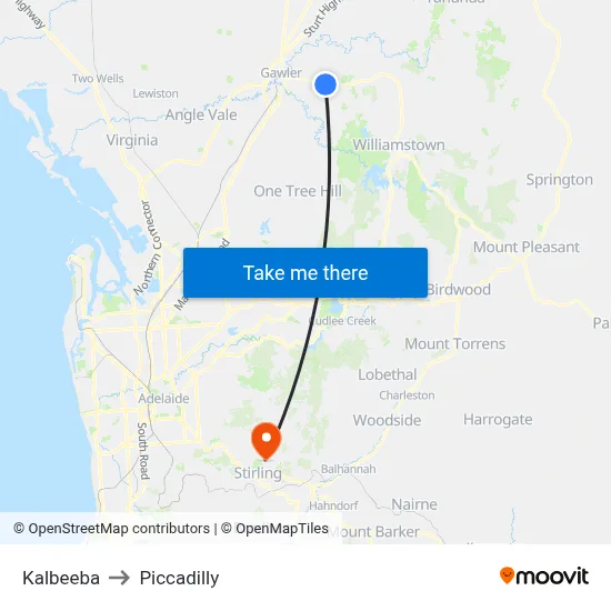 Kalbeeba to Piccadilly map