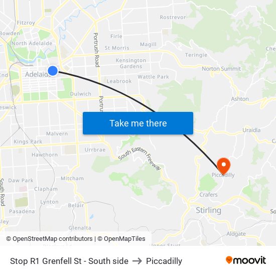 Stop R1 Grenfell St - South side to Piccadilly map