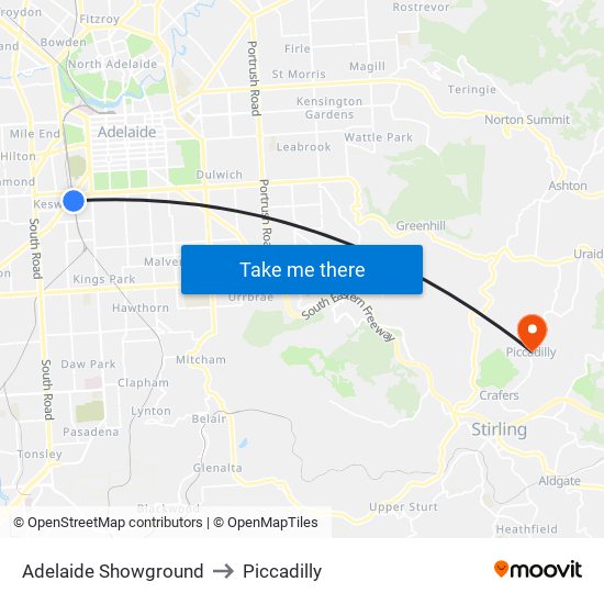 Adelaide Showground to Piccadilly map