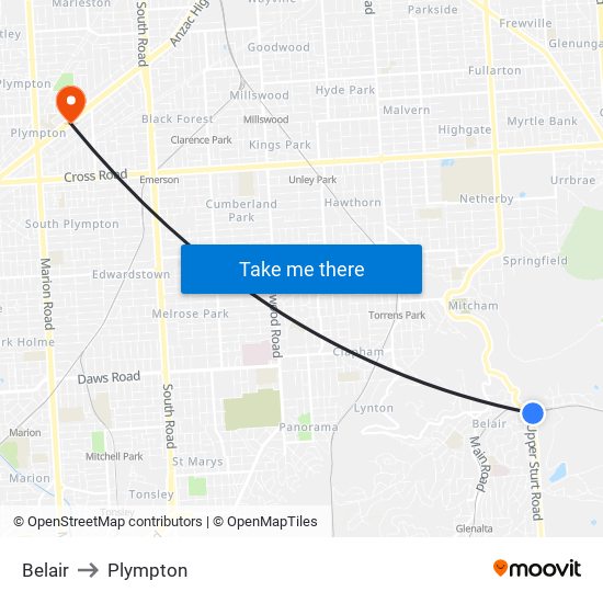 Belair to Plympton map