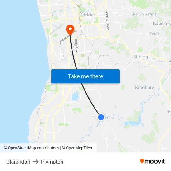 Clarendon to Plympton map