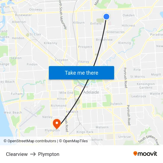 Clearview to Plympton map