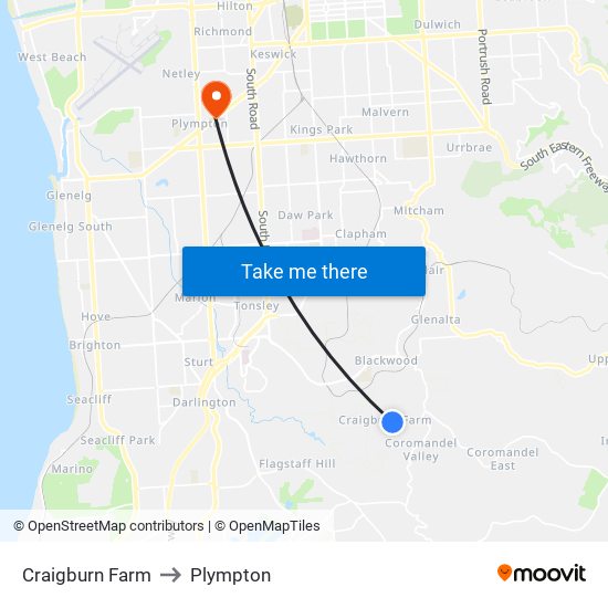 Craigburn Farm to Plympton map