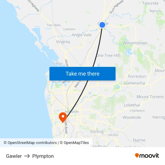 Gawler to Plympton map