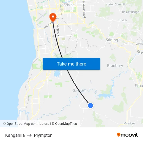 Kangarilla to Plympton map