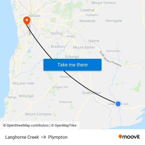 Langhorne Creek to Plympton map