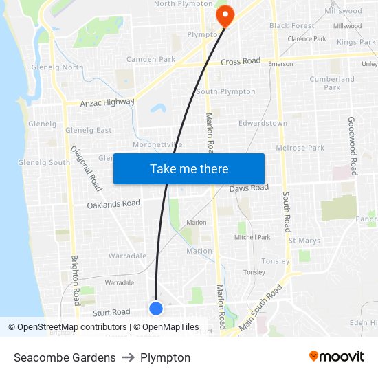 Seacombe Gardens to Plympton map