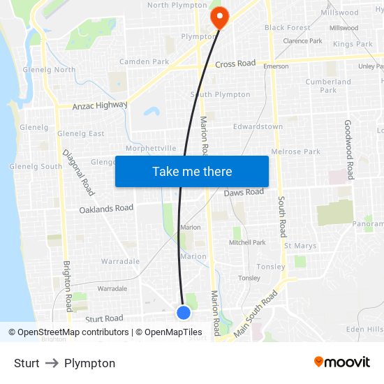 Sturt to Plympton map