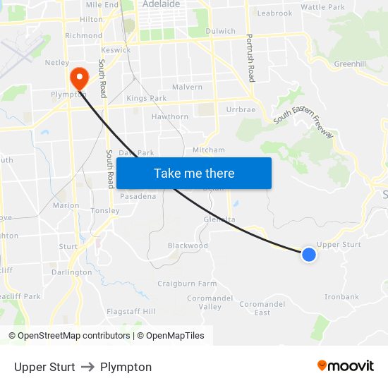 Upper Sturt to Plympton map