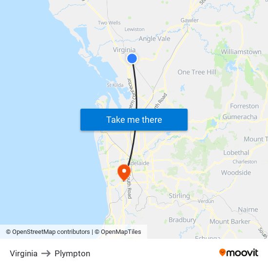 Virginia to Plympton map