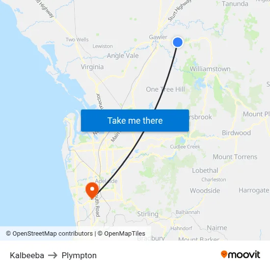 Kalbeeba to Plympton map