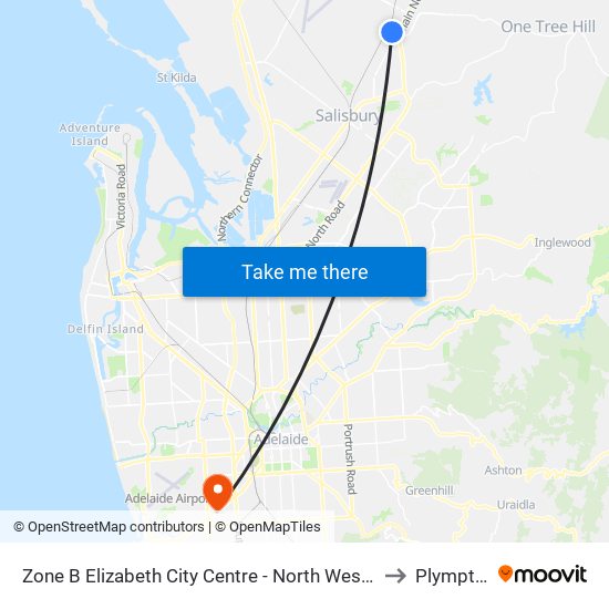 Zone B Elizabeth City Centre - North West side to Plympton map