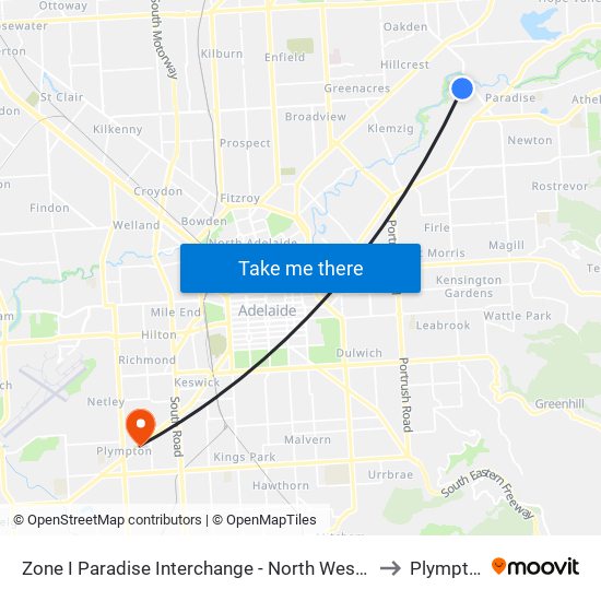 Zone I Paradise Interchange - North West side to Plympton map