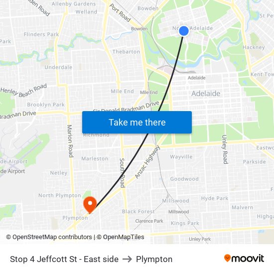 Stop 4 Jeffcott St - East side to Plympton map