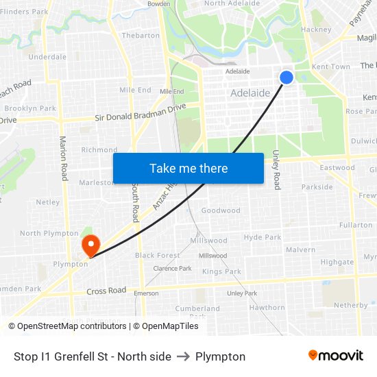 Stop I1 Grenfell St - North side to Plympton map