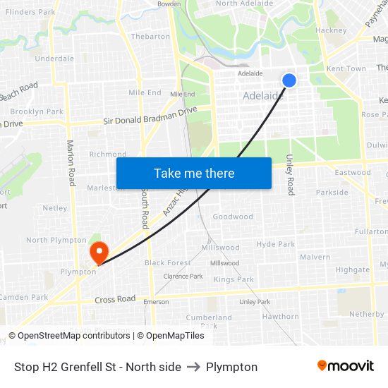 Stop H2 Grenfell St - North side to Plympton map