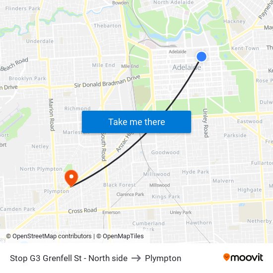 Stop G3 Grenfell St - North side to Plympton map