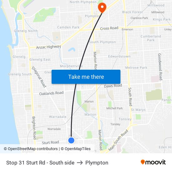 Stop 31 Sturt Rd - South side to Plympton map