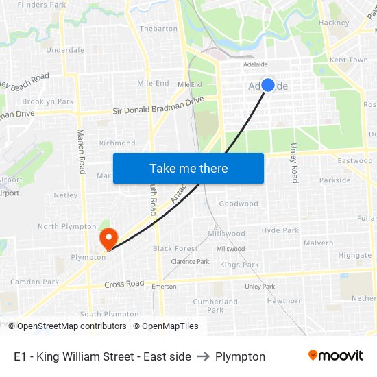 E1 - King William Street - East side to Plympton map