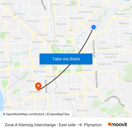 Zone A Klemzig Interchange - East side to Plympton map