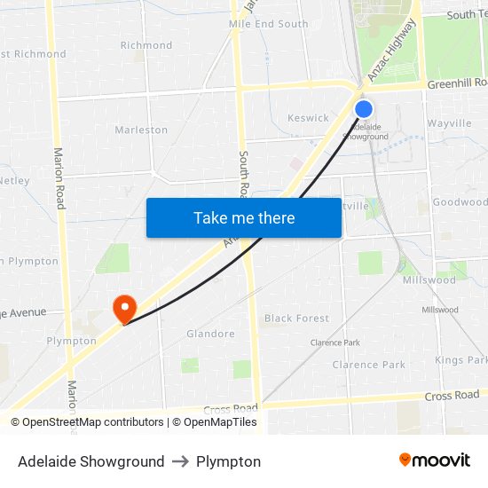 Adelaide Showground to Plympton map