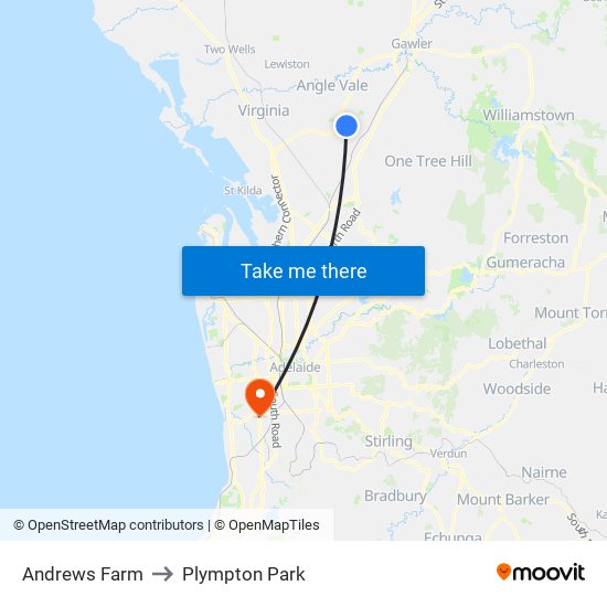 Andrews Farm to Plympton Park map