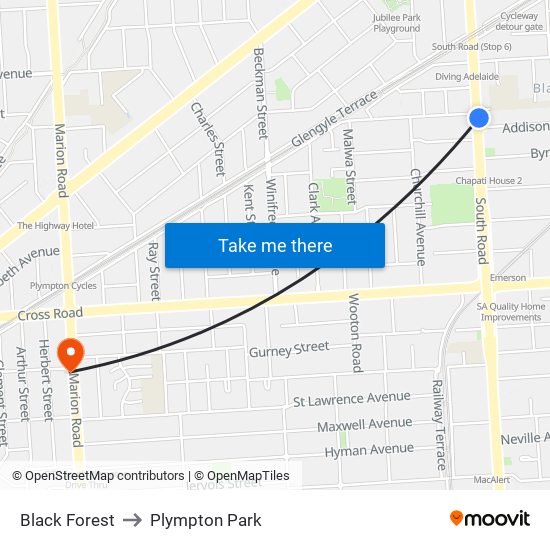 Black Forest to Plympton Park map