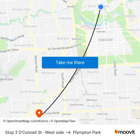 Stop 3 O'Connell St - West side to Plympton Park map