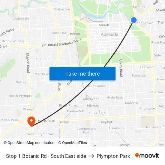 Stop 1 Botanic Rd - South East side to Plympton Park map