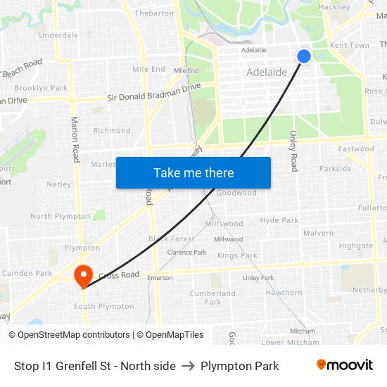 Stop I1 Grenfell St - North side to Plympton Park map