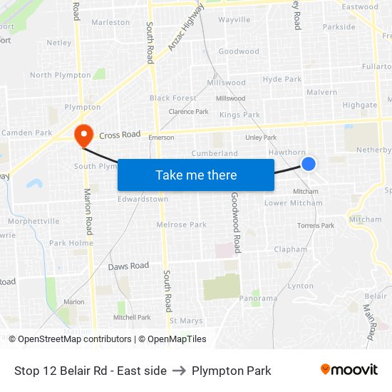 Stop 12 Belair Rd - East side to Plympton Park map