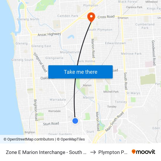 Zone E Marion Interchange - South side to Plympton Park map