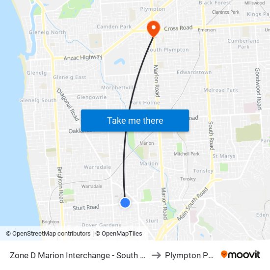 Zone D Marion Interchange - South side to Plympton Park map