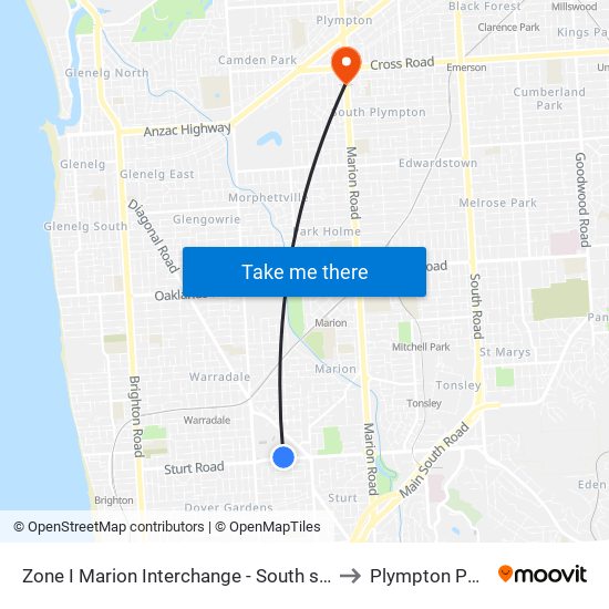 Zone I Marion Interchange - South side to Plympton Park map