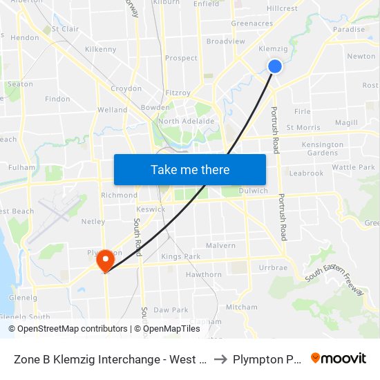 Zone B Klemzig Interchange - West side to Plympton Park map