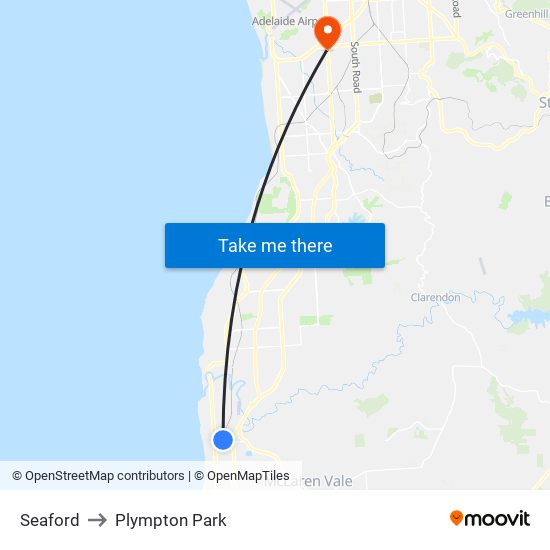 Seaford to Plympton Park map